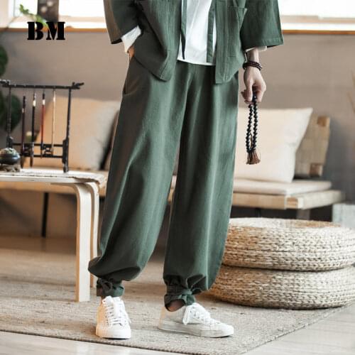 Chinese Style Plus Size Casual Jogging Pants Fashion Harajuku Joggers Men Clothing Cotton Bloomers Summer Trousers Male
