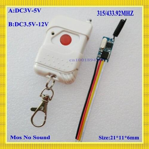 Micro Mini-sized Wireless Remote Control Switch DC3V 3.7V 4V 4.5V 5V Contactless Control System no noise Learning Momentary T