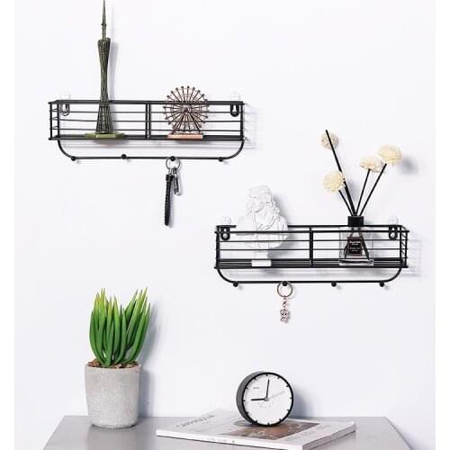 No Punching Floating Shelves Wall Mounted Iron Storage Rack for Bathroom Living Room Kithchen Bedroom Home Hanging Organizer