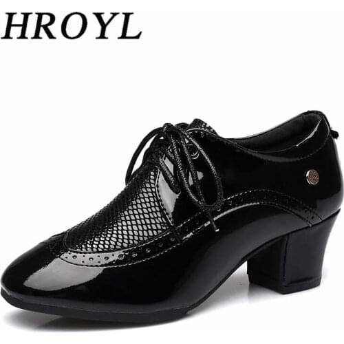 2021 New Tango Shoes For Women Shiny PU Latin Dance Shoes Red Black Ballroom Dancing Shoes For Girls Lace-Up Breathable