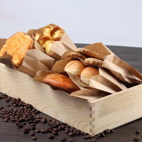 Disposable Kraft Paper Bread Bag Fries Food Packing Bag Food Grade Bakery Oil-Absorbing Paper Snack Nontoxic Package 100pcs/pack
