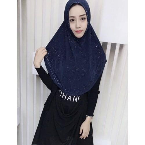 Wholesale Super Quality Shimmer Hijab Long Big Size Beaded Instand Hijab 70 * 60cm