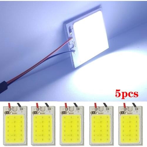 5Pcs/10Pcs Panel Led Dome Reading Light Map Lamp COB 18 SMD 18LED Car Interior Lights Auto Bulb W5W Festoon T10 Led Adapter 12V