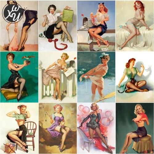 Full Drill Painting Kits Portrait Diamond Art Mosaic Pin Up Girls Round Square Art Rhinestones Stitch Accessories for Home Decor