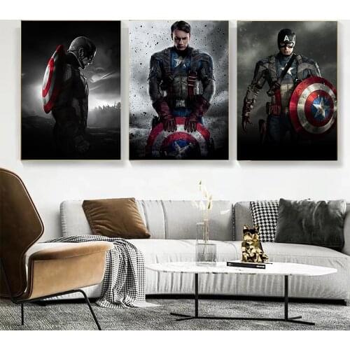 Marvel Avengers Captain America Poster Superhero Movie Canvas Print Painting Modern Mural Picture Home Decor Boyfriend Gift