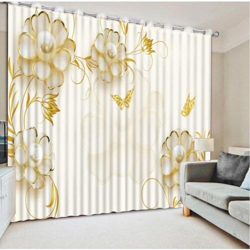 Relief curtains Red rose Digital Print 3D Blackout Curtains For Living room white flower curtains