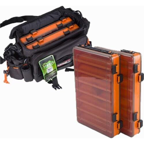 Fishing Bags Fishing tackle bag 29x22x18cm Multi-Purpose Waterproof With Two Fishing Lure Box Double Sided Tackle Box