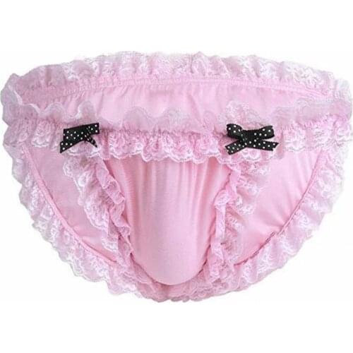 Mens Sexy Lingerie Underwear Sissy Pouch Panty Lace T-Back Thong Bikini Briefs Underwear Men Gays Underpants Erotic Lingerie