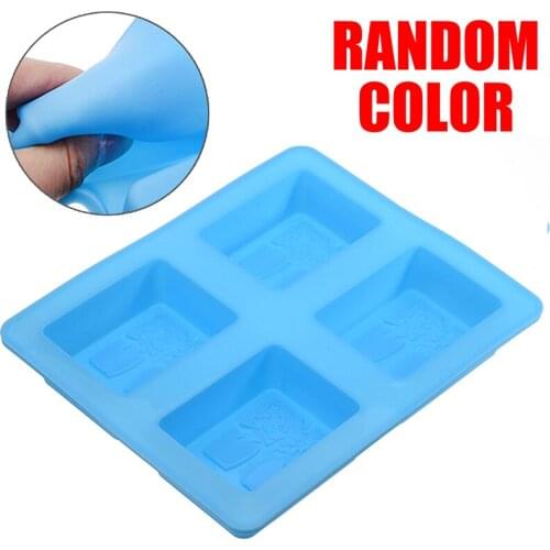 Silicone Retangular Mold Tree Soap Cake Chocolate Mold For DIY Handmade Baking Supplies 4 Capacity Tree Pattern Random Color