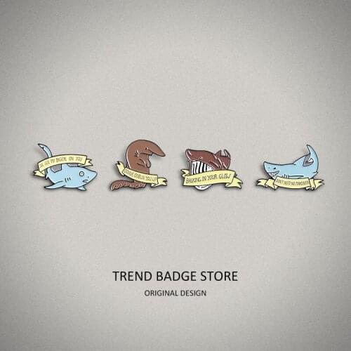 Cute cartoon whale oil drop brooch oil drop alloy joker shark funny posture brooch