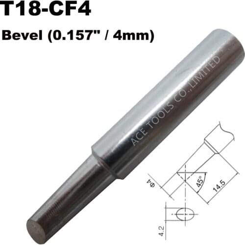 T18-CF4 Soldering Tip Bevel 4.0mm 0.157" Fit HAKKO FX-888 FX-888D FX-8801 FX-600 Lead Free Iron Bit Nozzle Welding Pencil Handle
