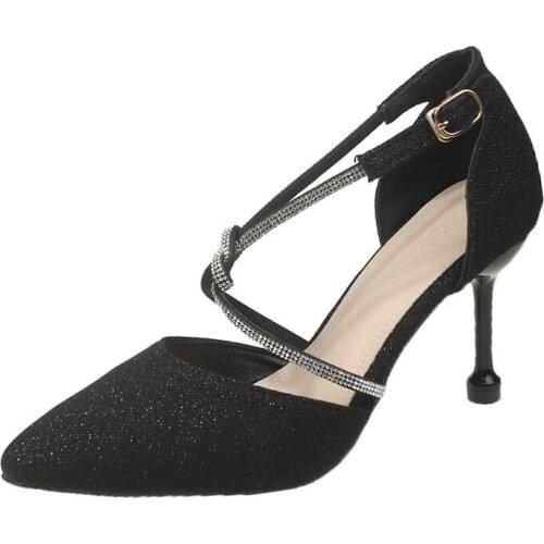 Pumps Women Shoes New Thin Heels Pointed Toe Crystal High Ladies Sexy Wedding Party Office Hot Gladiator Summer Rome Chaussure