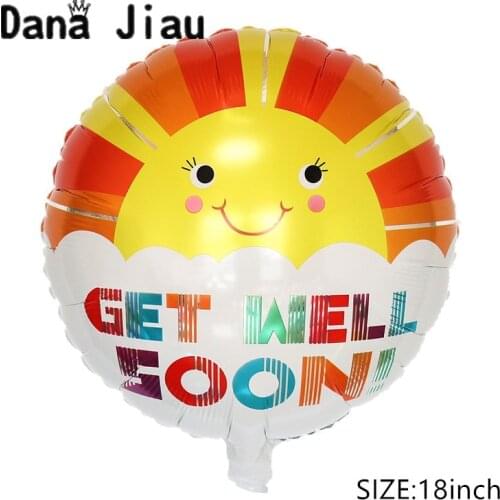 DanaJiau 18inch GET WELL SOON foil balloon hospital sunshine visit Patient orange balloons fruit double side birthday ball