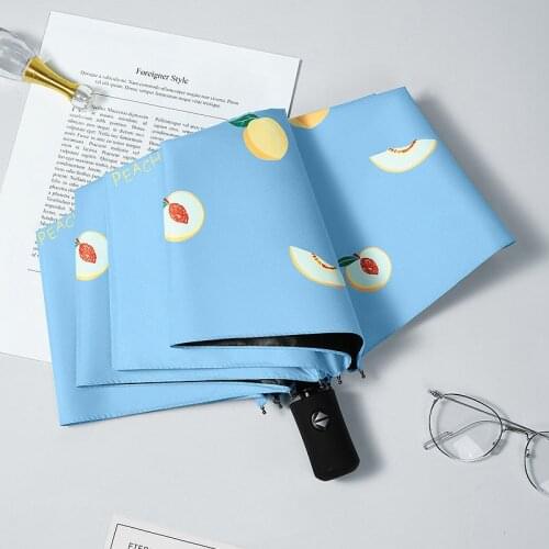 YADA High Quality Fruit Peach Pattern Designer Folding Automatic Umbrellas For Women Rain Sun UV Protection Umbrella YD210010