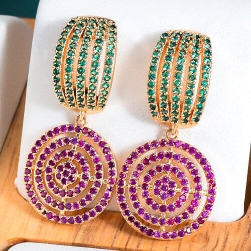 GODKI 36mm Multicolor Round Circle Full Mirco Paved Microl Zircon Women Bridal Dress Wedding Everyday Earring Fashion Jewelry