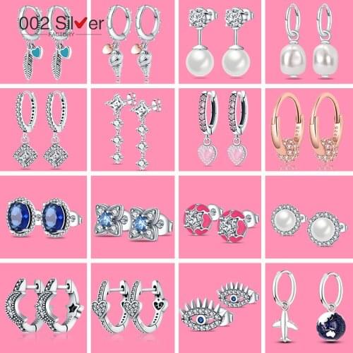 HOT Sale New 925 Sterling Silver Earring Heart and Conch Shell Earrings For Women Making Jewelry Gift Wedding Party Engagement