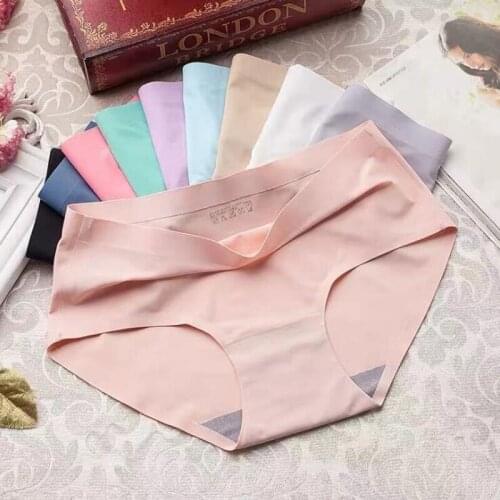 Womens Panties Silk Soft Intimates Underwear For Women Seamless Mid-waist Panties Women Sexy Lingerie Briefs Underpants