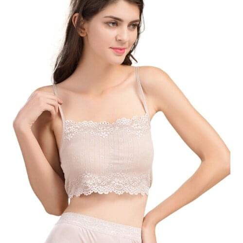 Women Tube Tops New Silk Knitting Lace Adjustable Suspender Bra Sexy and Comfortable Base Underwear 2511