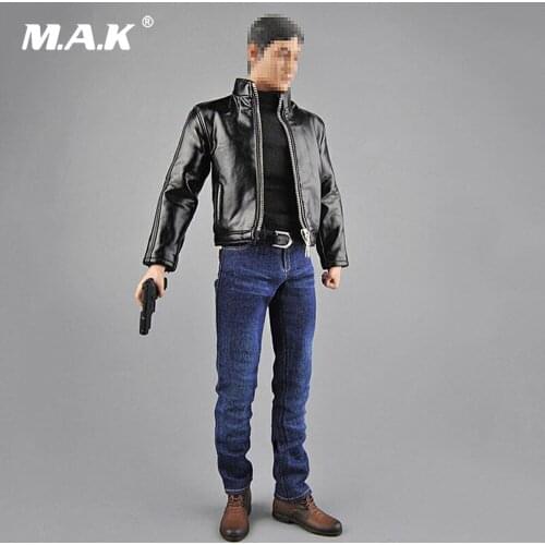 1/6 Scale Male Clothes Set Agent Leather Suit CEN-M07 Clothes Shoes Gun Model for 12 inches Narrow Shoulder Action Figure Body