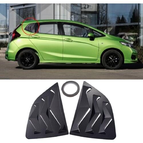 1Pair Carbon Fiber Look Quarter Louver Cover Air Vents Rear Side Window Car Styling For Honda Jazz Decor Trim Accessory