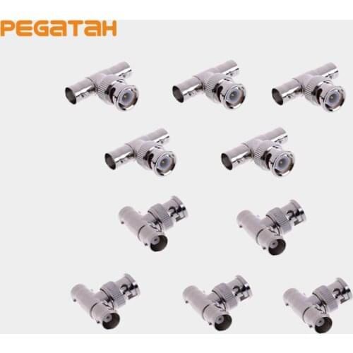 10pcs JR-B28 Right Angle tee BNC junction 2 female 1 male CCTV BNC Connector rg58 rg59 rg6 connector