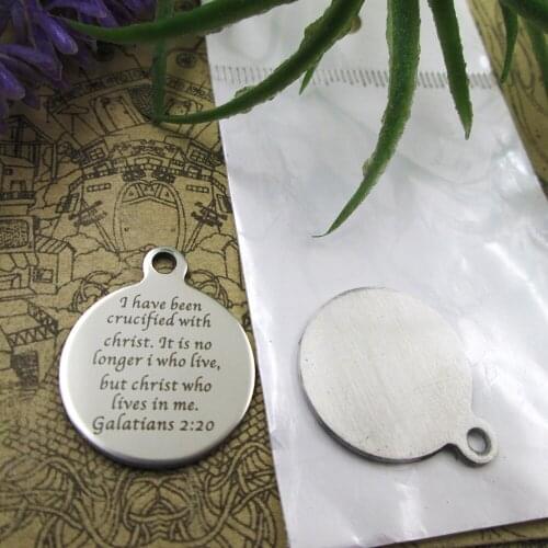 10pcs--"i have been crucified with christ..."stainless steel charms 5 styles for choosing DIY Charms for necklace bracelets