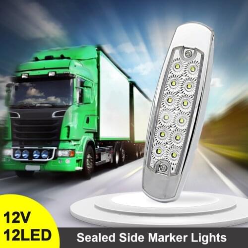 2PCS 12LED Sealed Side Marker Lights Clearance Lamp 12V Red Amber White Trailer Truck Turn Signal Light Waterproof