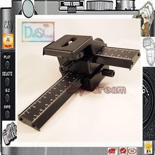 LP-02 4-way 4 Way Macro Shot Focusing Rail Slider 1/4" Quick Plate Tripod Stand For DSLR Camera PT066