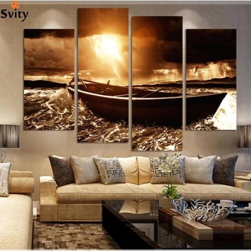 4 Piece Hot Sel l Everything is going smoothly Modern Home Wall Decor painting Canvas Art HD Print Painting for living room