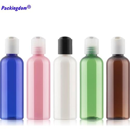 50pcs Disk Top Cap Shampoo Bottle Empty Cosmetic Packaging Containers Refillable PET Lotion Emulsion Tube Travel Bottles 100ml