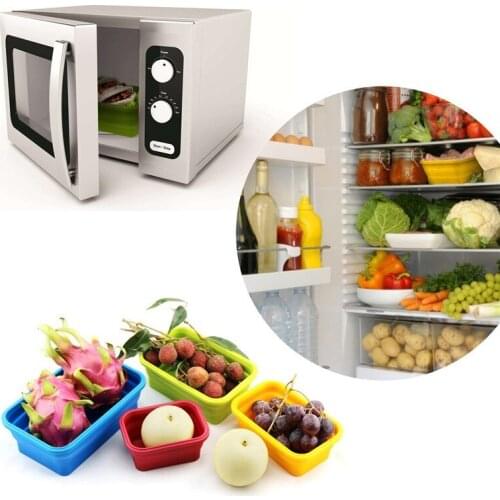 50pcs Folding Silicone Lunch Box Food Storage Container Kitchen Microwave Tableware Portable Household Outdoor Food box LZ1725