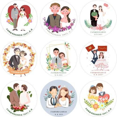 96pcs/lot Custom Your Name Wedding Stickers Personalized LOGO Multiple Styles Design Candy Gift Boxes Cute Label Party Sticker