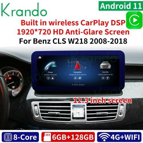 Krando Android 10.0 12.3'' Car Radio DVD Navigation For Mercedes Benz CLS W218 2011-2018 NTG 4.0 4.5 5.0 Multimedia Player