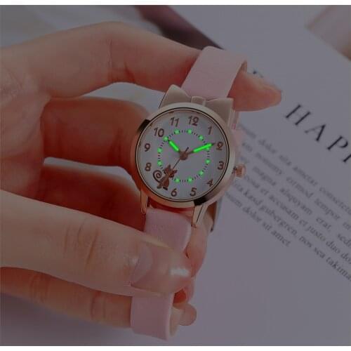 Luruxy Cute Cat Pattern Kids Watches Girls Quartz Analog Child Watch For Women Student Wristwatch Clock Gift Relogio Feminino
