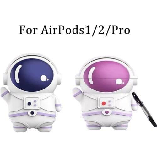 Cartoon Astronaut Cover For Airpods1/2/Pro Wireless Earphone Case Waterproof Anti-fall Protective Charging Cover With Keychain