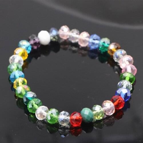 2PCS Wholesale Bohemia Style Elastic Bracelet Multicolor Glass Crystal Beads Strand Bracelets for Women Bangle Jewelry 7.5" A638