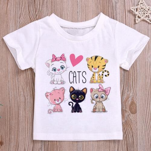 Summer Clothes 2021 Love You Cat Printed T-Shirt Baby Things For Girls Clothes For Boys T Shirt Kids Boy White Short Sleeve Tops