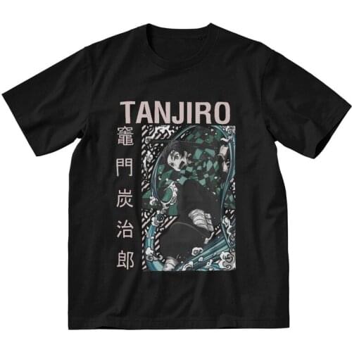 Demon Slayer Tshirts Men Leisure Tees Top 100% Cotton T Shirts Short Sleeve Anime Kimetsu no Yaiba Tanjiro Kamado T-shirts Gift