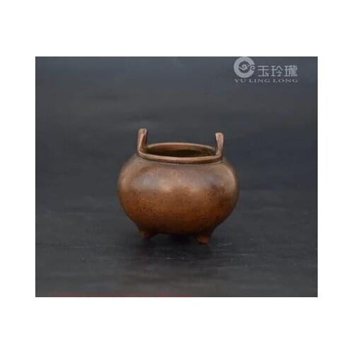 Exquisite Mini double ears small three feet copper censer