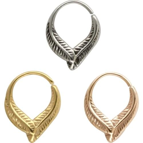 JHJT 1/3PC Nose piercing Ring 316L Stainless Steel Leaf Nose Hoop Septum for Sexy Women Nariz Body Jewelry