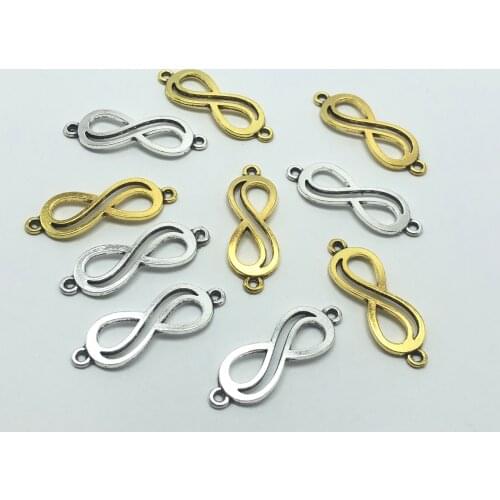JunKang 20pcs 8 infinite symbol double ring DIY necklace bracelet pendant jewelry making accessories materials