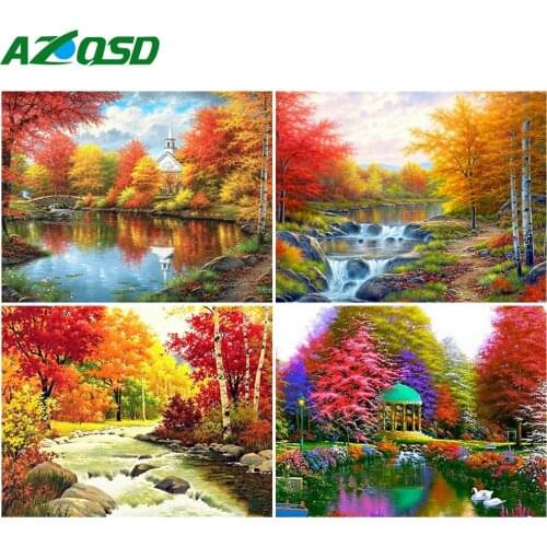 AZQSD Painting By Number Canvas Kits Landscape Handmade Gift DIY 40x50cm Pictures By Numbers Forest Home Bedroom Wall Artwork