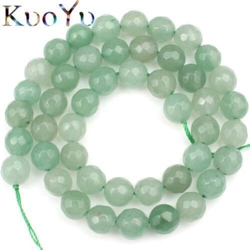 Natural Faceted Green Aventurine Jades Round Loose Stone Beads For Jewelry Making 15.5"inch 4/6/8/10/12mm DIY Bracelets Necklace