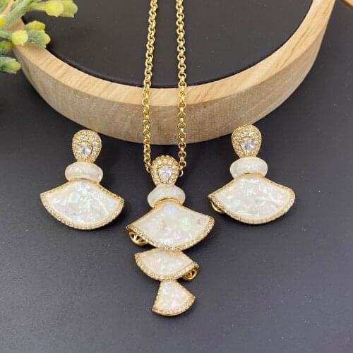 Lanyika Fashion Jewelry Set Graceful Sea Wave Acrylic Micro inlay Necklace with Earrings for Women Wedding Anniversary Best Gift