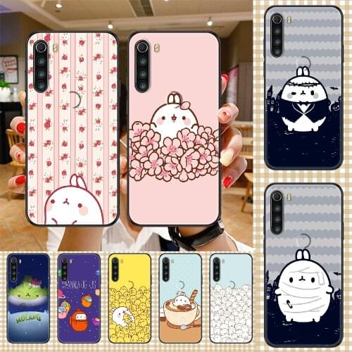 Kawaii Molang rabbits Phone case For Xiaomi Redmi Note 7 7A 8 8T 9 9A 9S 10 K30 Pro Ultra black trend cell cover silicone funda