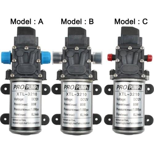 DC 12V 80W Micro Electric Diaphragm Water Pump Automatic Switch High Pressure Car Washing Spray Water Pump 1.0Mpa 6L/min