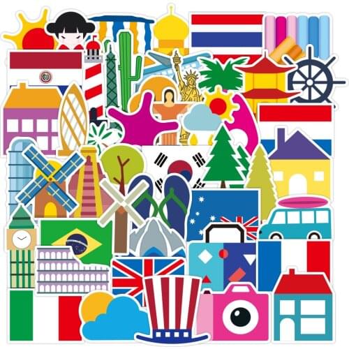 10/50Pcs Travel around the world Stickers For Luggage Laptop Refrigerator Motorcycle Skateboard Pegatinas