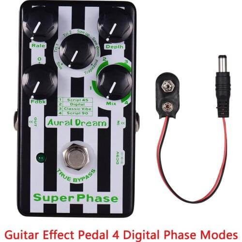 Aural Dream Super Phase Phaser Guitar Effect Pedal 4 Digital Phase Modes 6 Waves Solid Aluminum Alloy Shell with True Bypass