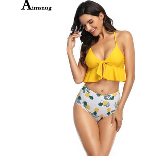 Sexy Femme Clothing Women Hawaii Bikini Set Two Pieces Swimwear 2021 European Style Ruffled Swimsuits Push Up 2PCS Outfits