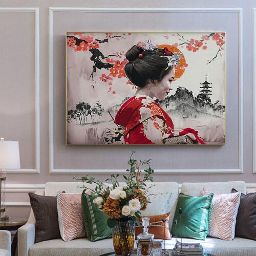 Japanese Geisha Nordic Canvas Painting Modern Posters and Prints Abstract Wall Art Pictures for Living Room Home Decor Unframed
